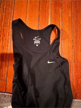 Nike Black Dri-FIT Racerback Tank Top with White Swoosh